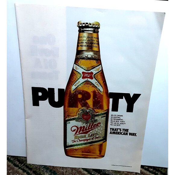 1986 Miller High Life Beer Purity The American Way Original Print Ad - Picture 1 of 1